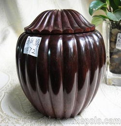 印度小叶紫檀木茶叶罐木雕工艺品 收藏品古典器皿南瓜罐摆件A72